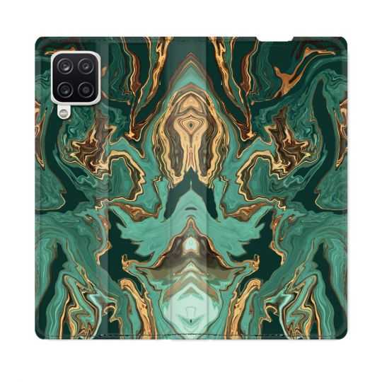 Housse Cuir Portefeuille Pour Samsung Galaxy A12 Texture Marbre Vert