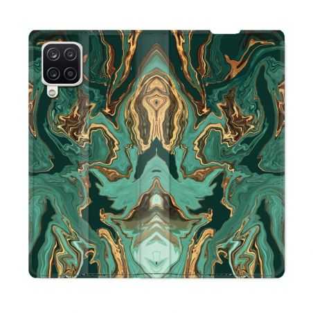 Housse Cuir Portefeuille Pour Samsung Galaxy A12 Texture Marbre Vert