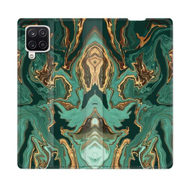 Housse Cuir Portefeuille Pour Samsung Galaxy A12 Texture Marbre Vert