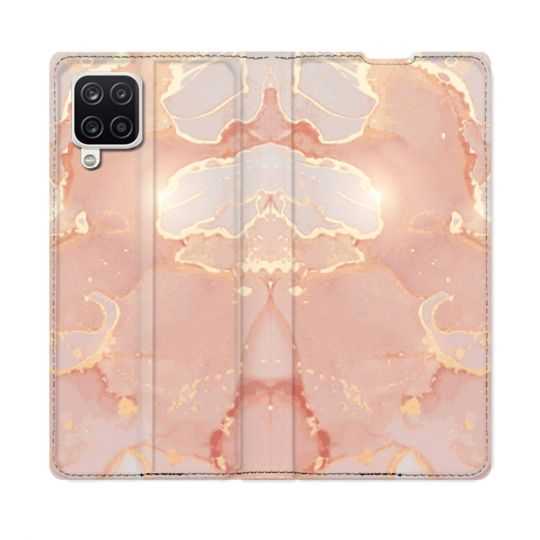 Housse Cuir Portefeuille Pour Samsung Galaxy A12 Texture Marbre Rose