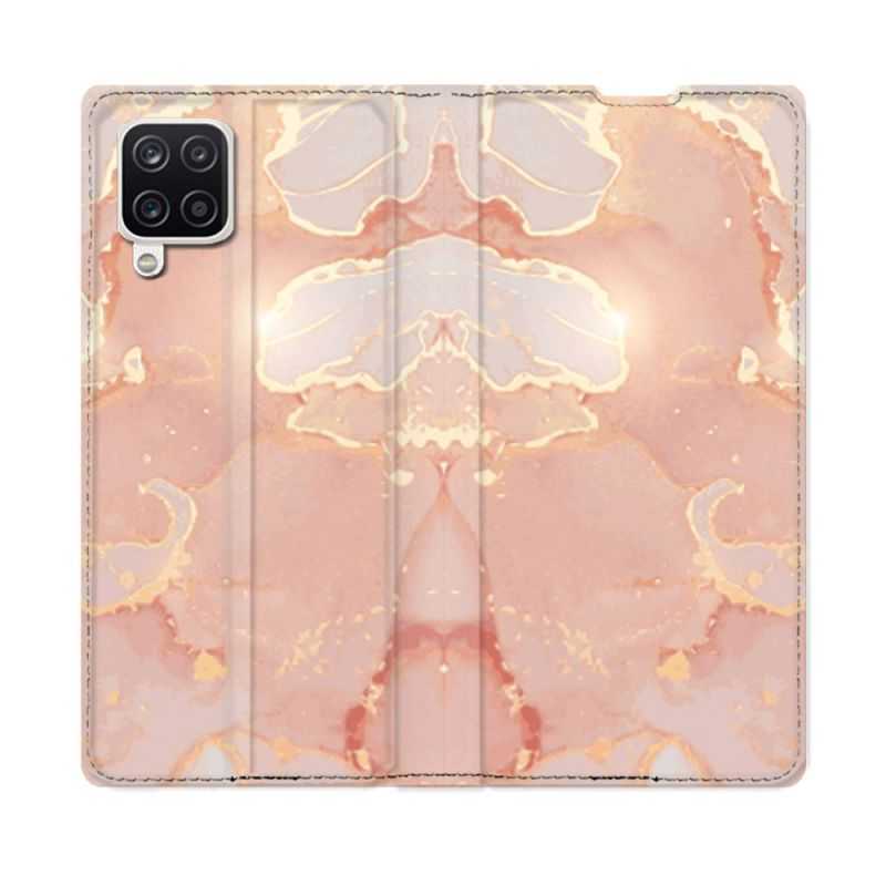 Housse Cuir Portefeuille Pour Samsung Galaxy A12 Texture Marbre Rose