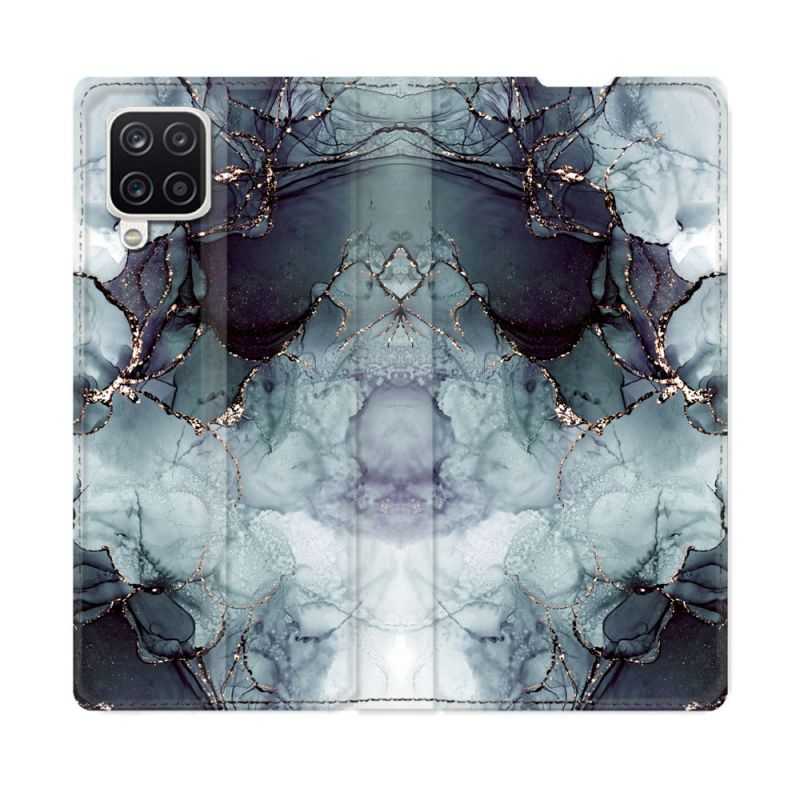 Housse Cuir Portefeuille Pour Samsung Galaxy A12 Texture Marbre Gris