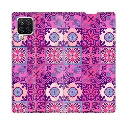 Housse Cuir Portefeuille Pour Samsung Galaxy A12 Texture Carreau Ciment Violet