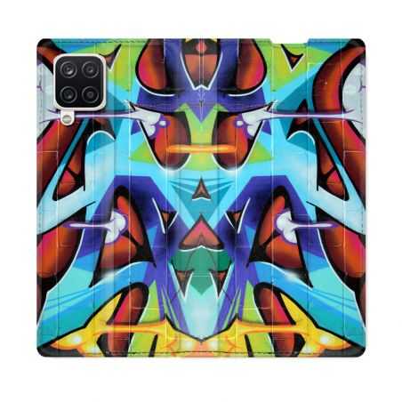 Housse Cuir Portefeuille Pour Samsung Galaxy A12 Street Art Graf Color