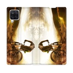 Housse Cuir Portefeuille Pour Samsung Galaxy A12 Sport VTT Soleil