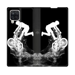 Housse Cuir Portefeuille Pour Samsung Galaxy A12 Sport VTT Noir