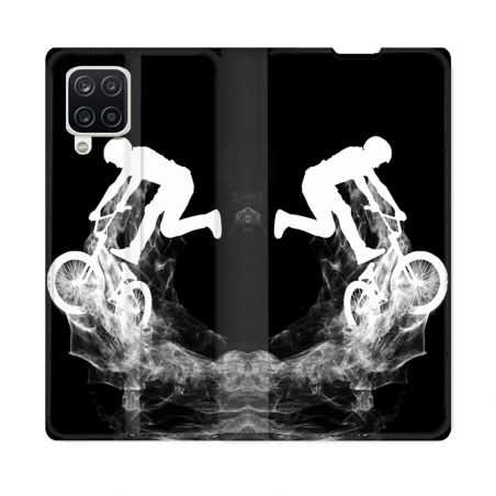 Housse Cuir Portefeuille Pour Samsung Galaxy A12 Sport VTT Noir