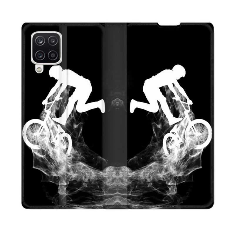 Housse Cuir Portefeuille Pour Samsung Galaxy A12 Sport VTT Noir