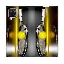 Housse Cuir Portefeuille Pour Samsung Galaxy A12 Sport Tennis Reflet