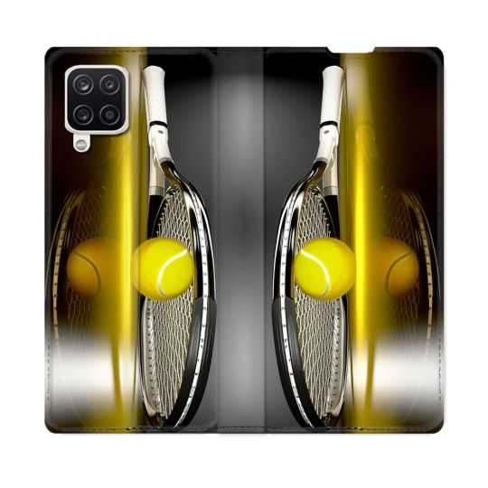 Housse Cuir Portefeuille Pour Samsung Galaxy A12 Sport Tennis Reflet