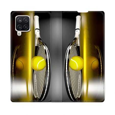Housse Cuir Portefeuille Pour Samsung Galaxy A12 Sport Tennis Reflet
