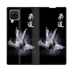 Housse Cuir Portefeuille Pour Samsung Galaxy A12 Sport Judo Noir