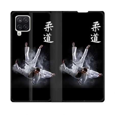 Housse Cuir Portefeuille Pour Samsung Galaxy A12 Sport Judo Noir