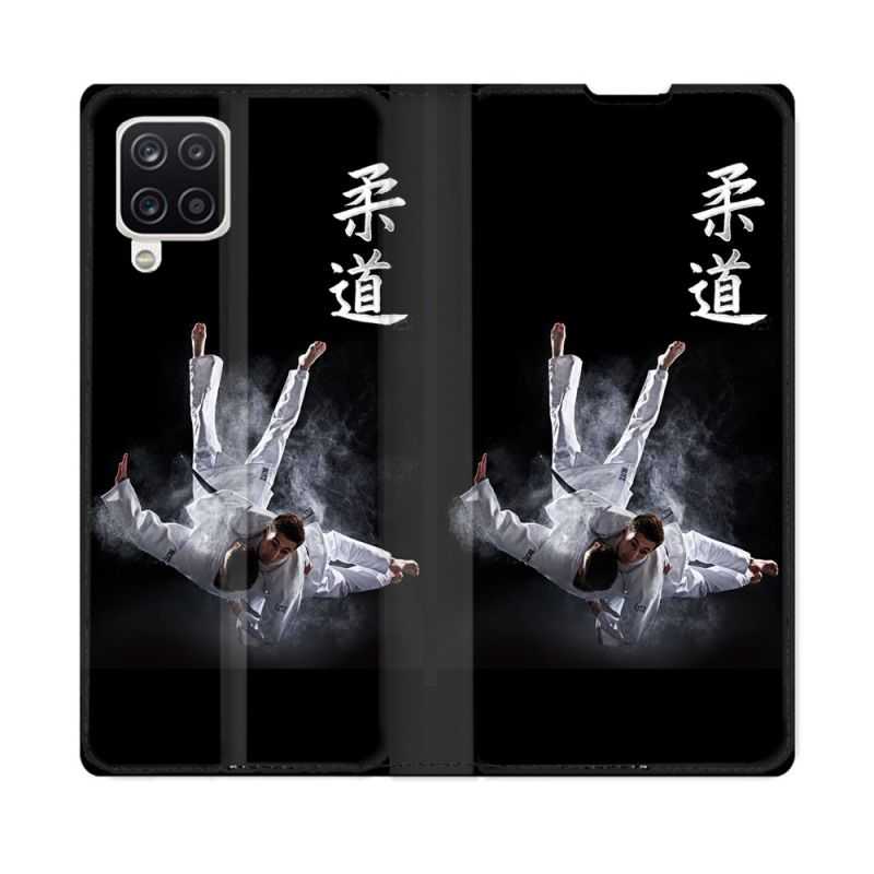 Housse Cuir Portefeuille Pour Samsung Galaxy A12 Sport Judo Noir
