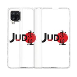 Housse Cuir Portefeuille Pour Samsung Galaxy A12 Sport Judo Logo