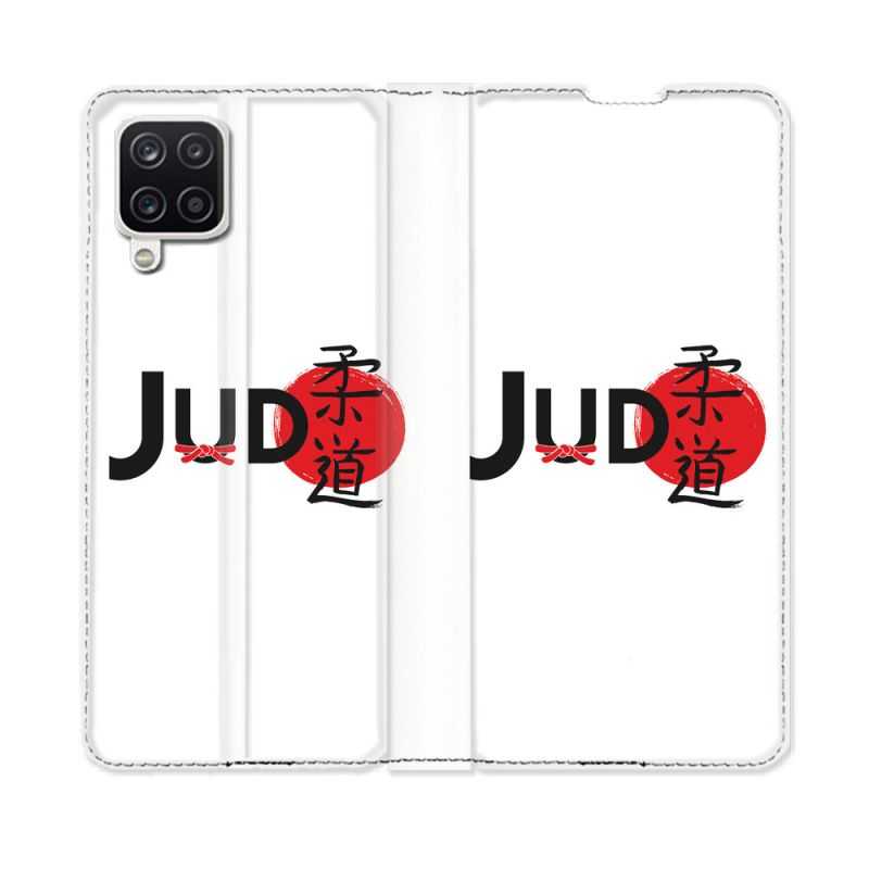Housse Cuir Portefeuille Pour Samsung Galaxy A12 Sport Judo Logo