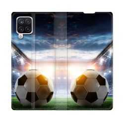 Housse Cuir Portefeuille Pour Samsung Galaxy A12 Sport Football Stade