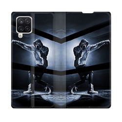 Housse Cuir Portefeuille Pour Samsung Galaxy A12 Sport Boxe Poing