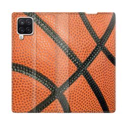 Housse Cuir Portefeuille Pour Samsung Galaxy A12 Sport Ballon Basket