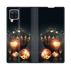 Housse Cuir Portefeuille Pour Samsung Galaxy A12 Poker Des