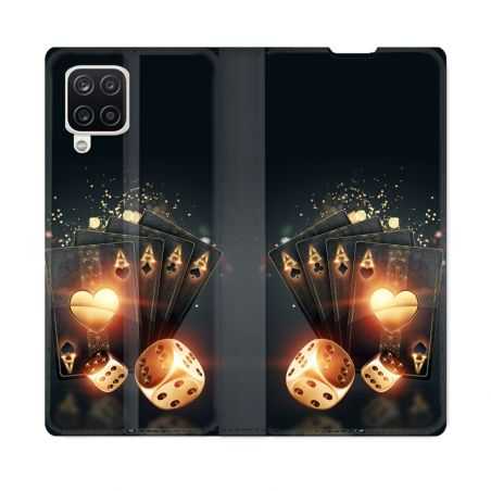 Housse Cuir Portefeuille Pour Samsung Galaxy A12 Poker Des