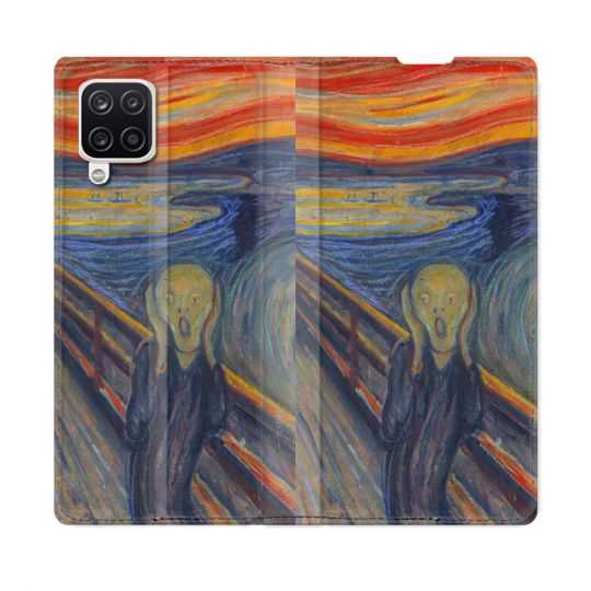 Housse Cuir Portefeuille Pour Samsung Galaxy A12 Peinture Le Cri