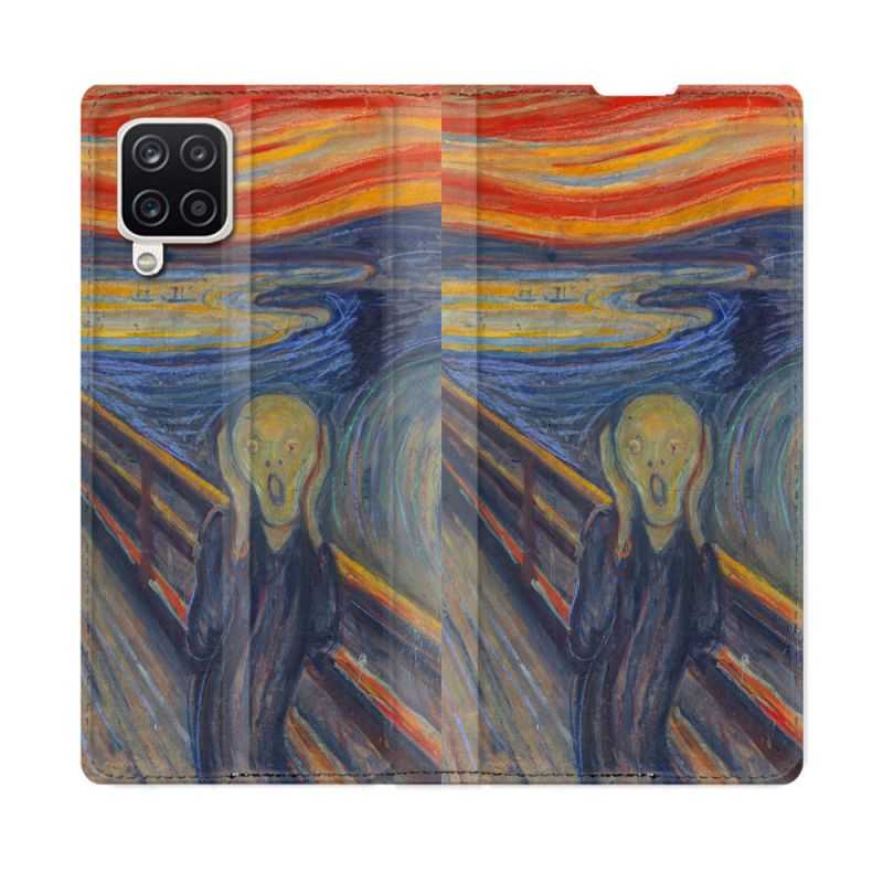 Housse Cuir Portefeuille Pour Samsung Galaxy A12 Peinture Le Cri