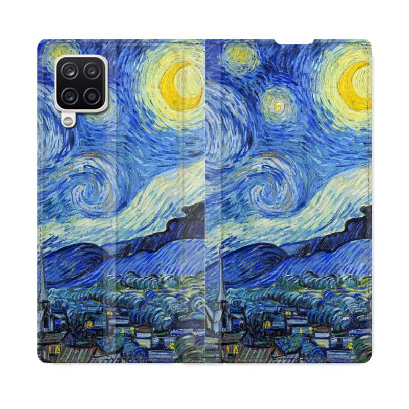 Housse Cuir Portefeuille Pour Samsung Galaxy A12 Peinture La nuit étoilée