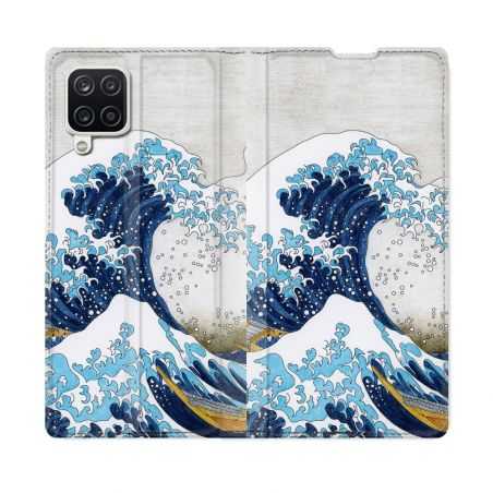 Housse Cuir Portefeuille Pour Samsung Galaxy A12 Peinture La Grande Vague