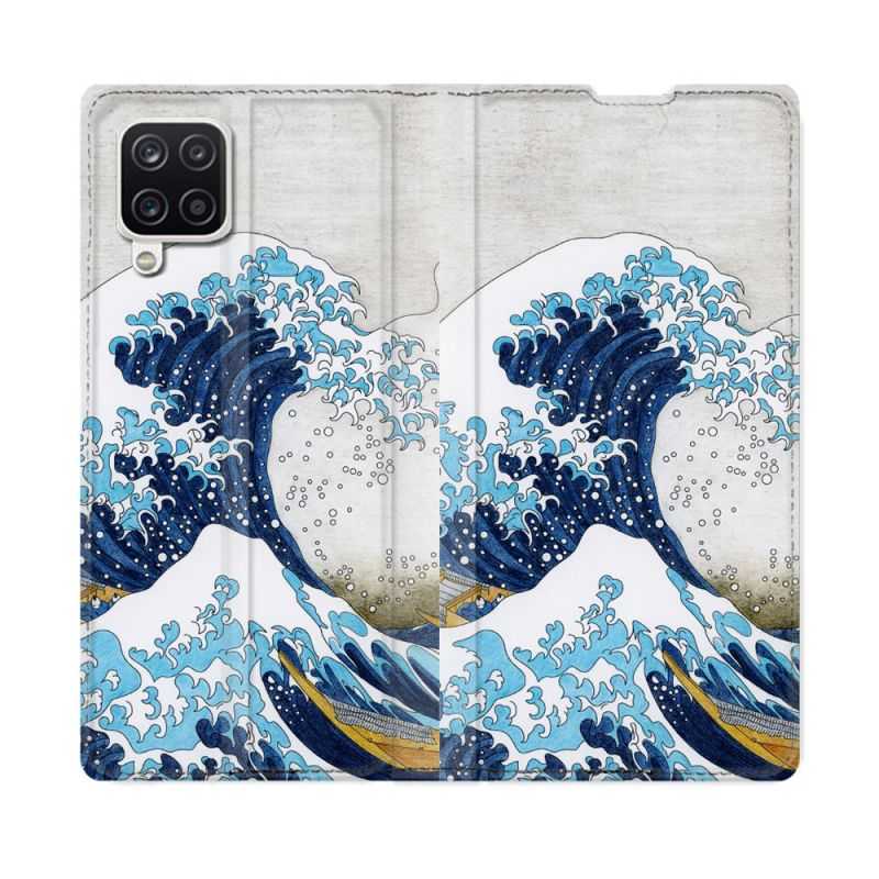 Housse Cuir Portefeuille Pour Samsung Galaxy A12 Peinture La Grande Vague