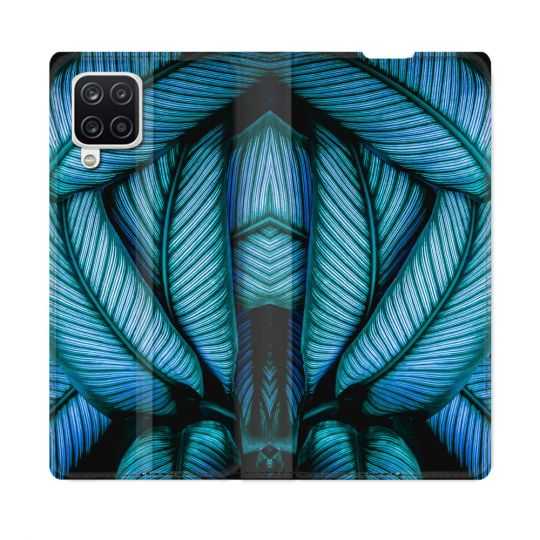 Housse Cuir Portefeuille Pour Samsung Galaxy A12 Nature Feuille Palmier