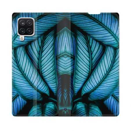Housse Cuir Portefeuille Pour Samsung Galaxy A12 Nature Feuille Palmier