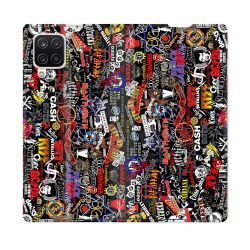 Housse Cuir Portefeuille Pour Samsung Galaxy A12 Musique Rock Groupe