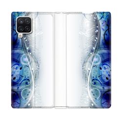 Housse Cuir Portefeuille Pour Samsung Galaxy A12 Musique Partition Vague