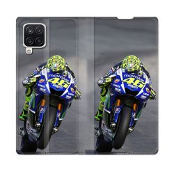 Housse Cuir Portefeuille Pour Samsung Galaxy A12 Moto Course GP Wheeling 46