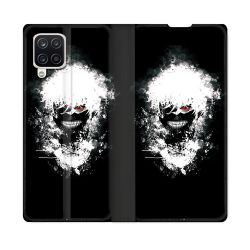 Housse Cuir Portefeuille Pour Samsung Galaxy A12 Manga Tokyo Ghoul Kaneki Tag