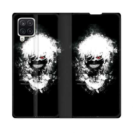 Housse Cuir Portefeuille Pour Samsung Galaxy A12 Manga Tokyo Ghoul Kaneki Tag