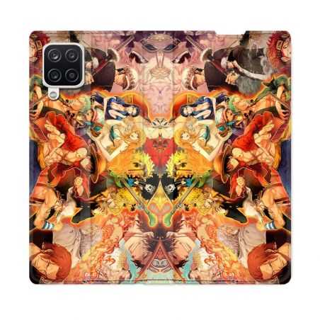 Housse Cuir Portefeuille Pour Samsung Galaxy A12 Manga One Piece Nakama