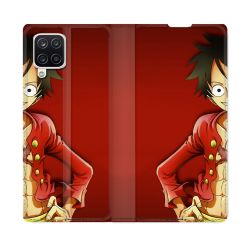 Housse Cuir Portefeuille Pour Samsung Galaxy A12 Manga One Piece Luffy
