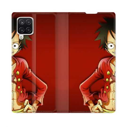 Housse Cuir Portefeuille Pour Samsung Galaxy A12 Manga One Piece Luffy