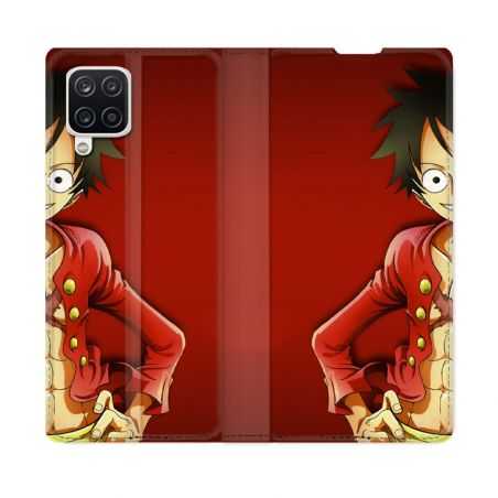 Housse Cuir Portefeuille Pour Samsung Galaxy A12 Manga One Piece Luffy