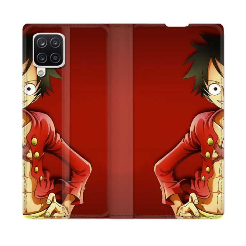 Housse Cuir Portefeuille Pour Samsung Galaxy A12 Manga One Piece Luffy