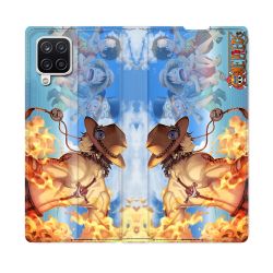 Housse Cuir Portefeuille Pour Samsung Galaxy A12 Manga One Piece Ace Color