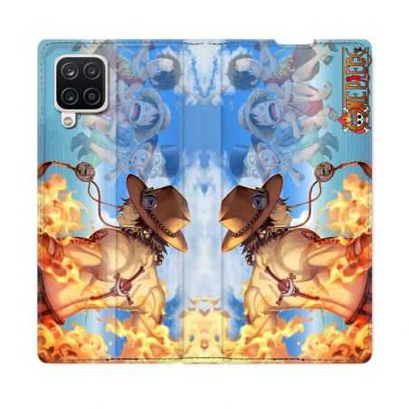 Housse Cuir Portefeuille Pour Samsung Galaxy A12 Manga One Piece Ace Color