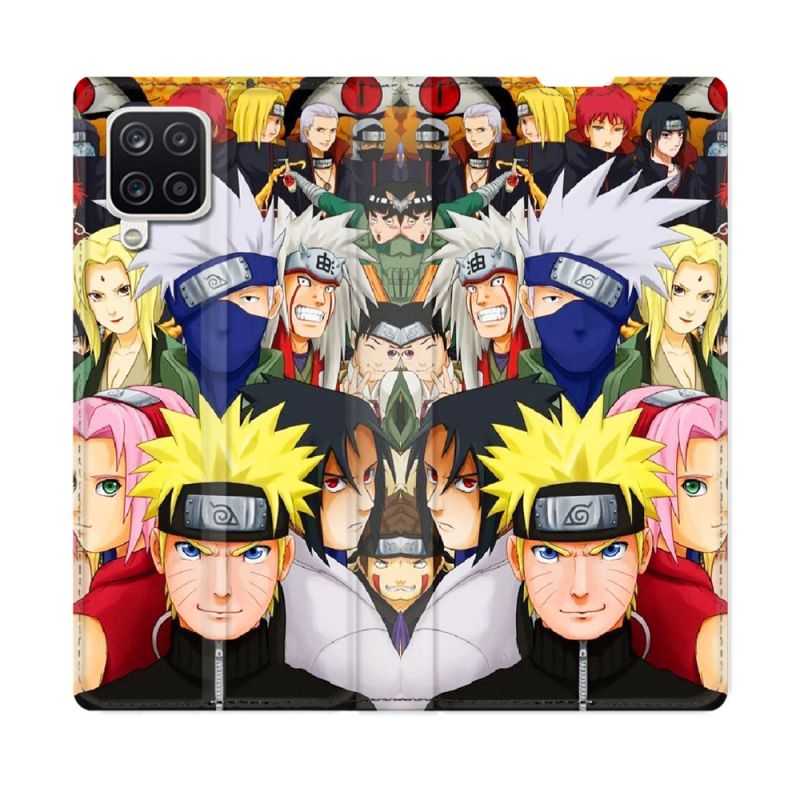 Housse Cuir Portefeuille Pour Samsung Galaxy A12 Manga Naruto Team