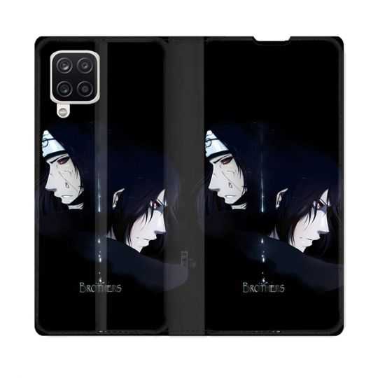 Housse Cuir Portefeuille Pour Samsung Galaxy A12 Manga Naruto Sasuke Itachi