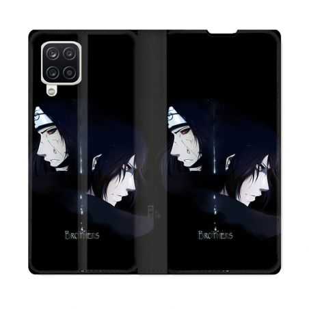 Housse Cuir Portefeuille Pour Samsung Galaxy A12 Manga Naruto Sasuke Itachi