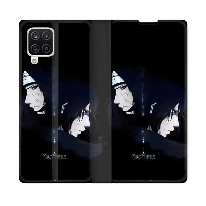 Housse Cuir Portefeuille Pour Samsung Galaxy A12 Manga Naruto Sasuke Itachi