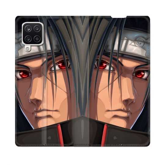 Housse Cuir Portefeuille Pour Samsung Galaxy A12 Manga Naruto Itachi Visage