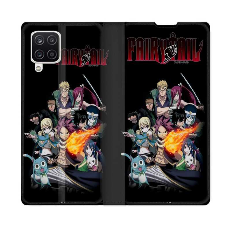 Housse Cuir Portefeuille Pour Samsung Galaxy A12 Manga Fairy Tail Logo Team